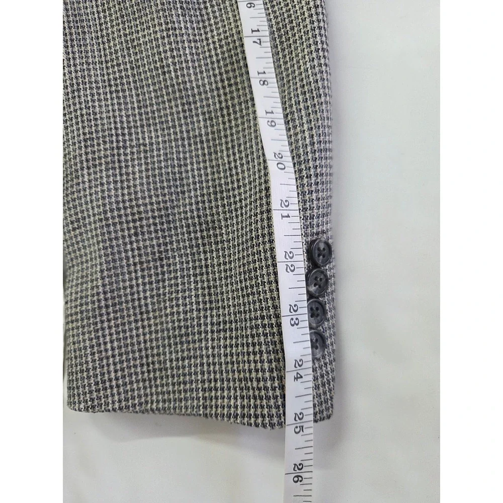 Stafford Mens 42R Silk Houndstooth Blazer Sport Coat Grey Black 2 Button Jacket